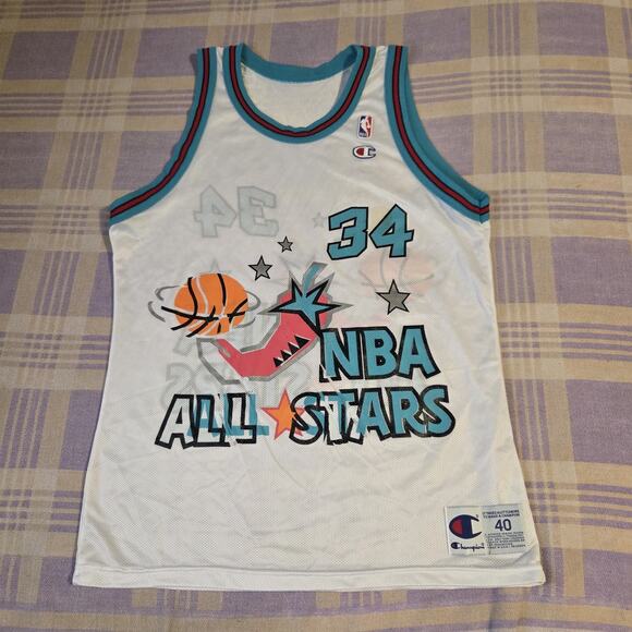 Vtg NBA Champion All Star Game Jersey Rare Misprint Size 40 Hakeem Olajuwon 90s